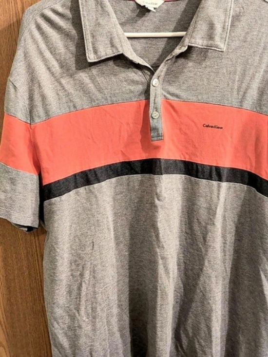 Calvin Klein Other - Calvin Klein Liquid Cotton Colorblock Polo Shirt Colorblock Polo Gray & Red XL